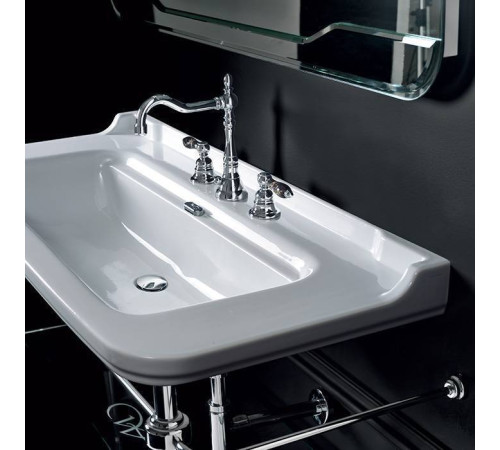 Раковина керамическая Kerasan Waldorf 100х55 см 1 отверстие белый/хром 4142K1bi/cr