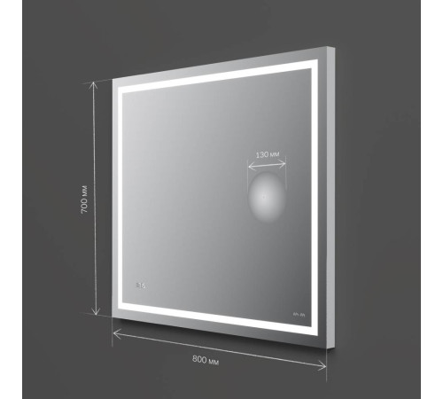 Зеркало настенное AM.PM Gem с LED-подсветкой часами и косметическим зеркалом 80 см M91AMOX0803WG