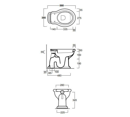Унитаз напольный SIMAS Lante 38.5х58 см выпуск в пол белый LA01bi