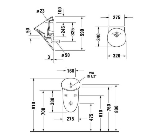 Писсуар Duravit White Tulip 32x34 см Rimless HygieneGlaze без мушки 2817302000