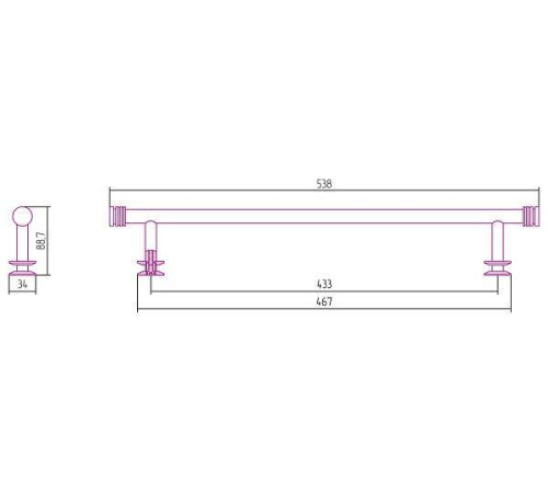 Полка прямая Сунержа 53,8x8,9x3,4 см хамелеон 04-2012-0470