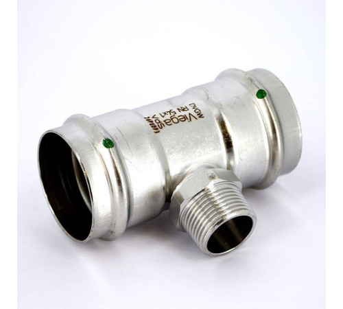 Тройник пресс-НР нержавеющая сталь Viega Sanpress Inox 54х1х54 мм 446031