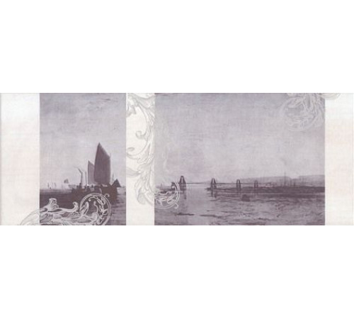 Декор Kerama Marazzi Ньюпорт Корабли фиолетовый 15x40 см STG/C208/15010