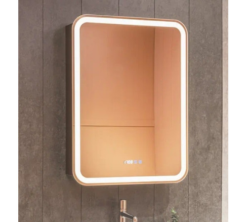 Зеркальный шкаф AQUAme Фиджи 600х800 мм правый антрацит с часами AQM9203