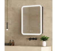 Зеркальный шкаф AQUAme Фиджи 600х800 мм левый антрацит с часами AQM9204