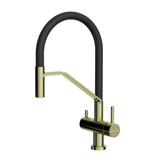 Смеситель для кухни Omoikiri Akeno LG-BL с гибким изливом и каналом для фильтра светлое золото 4994546