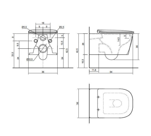 Унитаз подвесной antoniolupi Komodo 54х36х26 см безободковый белый матовый KOMODO3