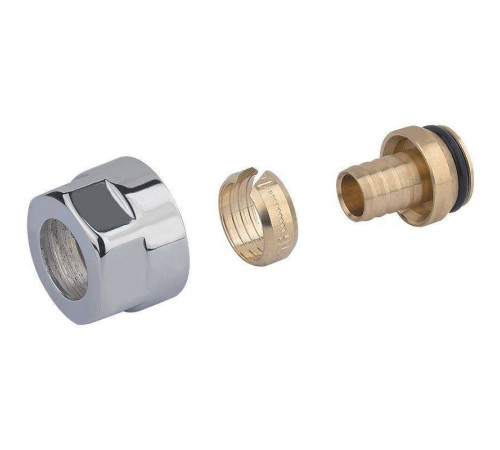 Соединитель обжимной Comisa 16х2.0 мм - 3/4 EK хромированный для PEX труб A58803B