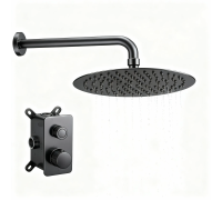 Душевая система Aquanet Siena с термостатом и верхним душем оружейная сталь AQM8413GM