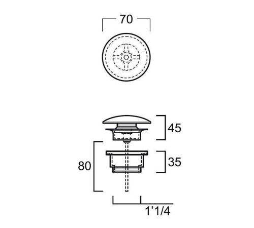Донный клапан SIMAS клик-клак с керамической крышкой белый глянцевый PLCE bi