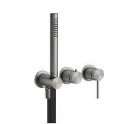 Смеситель встраиваемый Gessi 316 на 2 потребителя с ручной лейкой Steel Brushed 54039#239