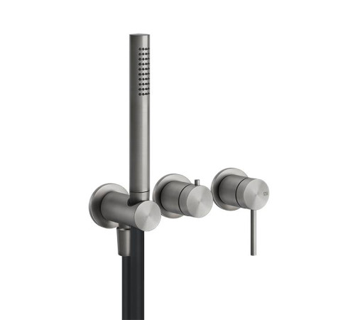 Смеситель встраиваемый Gessi 316 на 2 потребителя с ручной лейкой Steel Brushed 54039#239