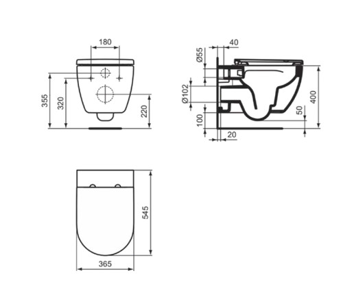 Унитаз подвесной безободковый Ideal Standard Ellisse с сиденьем белый T569201