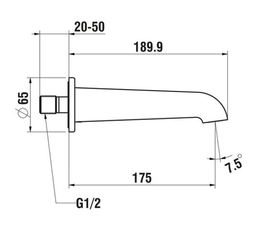 Излив для ванны настенный Laufen Val 175 мм хром HF901771100000