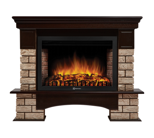 Портал для электрокамина Firelight Forte Wood 30 коричневый камень шпон темный дуб НС-1292164