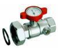 Кран шаровой FAR 1 1/2 ВР-накидная гайка с термометром синяя ручка FS 3046 1B