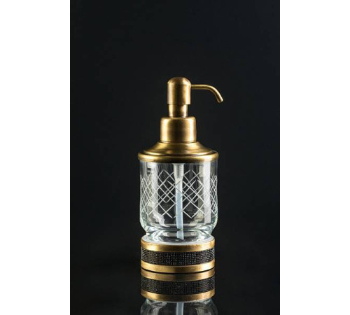 Дозатор для жидкого мыла Boheme Royal Cristal настольный золото черный кристалл 10929-G-B