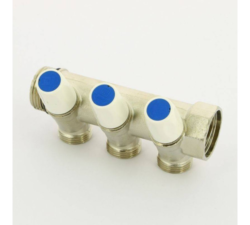 Коллектор с вентилями REHAU Rautitan MX 1х3/4 EK 3 выхода 40 мм никелированный 131645