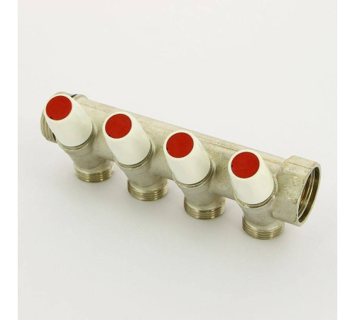 Коллектор с вентилями REHAU Rautitan MX 1х3/4 EK 4 выхода 40 мм никелированный 131647