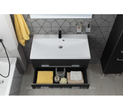 Тумба под раковину Aquanet Верона 90 New черный матовый 00272429