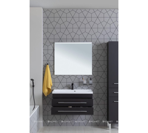 Тумба под раковину Aquanet Верона 90 New черный матовый 00272429