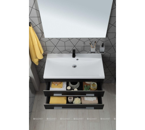 Тумба под раковину Aquanet Верона 90 New черный матовый 00272429