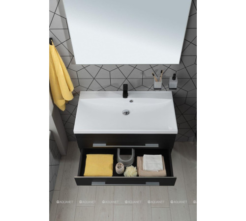 Тумба под раковину Aquanet Верона 90 New черный матовый 00272429
