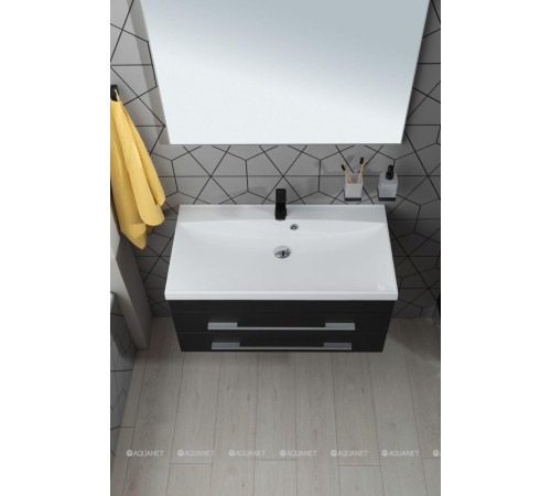 Тумба под раковину Aquanet Верона 90 New черный матовый 00272429