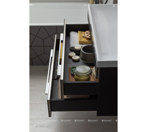 Тумба под раковину Aquanet Верона 90 New черный матовый 00272429