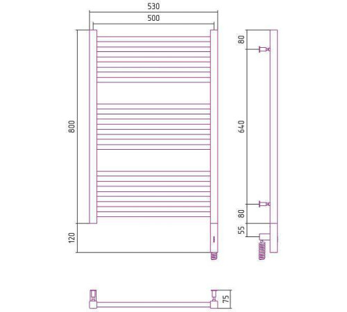 Полотенцесушитель электрический Сунержа Модус 3.0 500x800 мм правый матовый белый 30-5701-8050