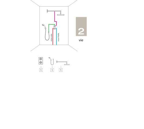 Наружная часть термостатического смесителя Bossini Nobu на 2 выхода матовая нержавеющая сталь INZ227.075