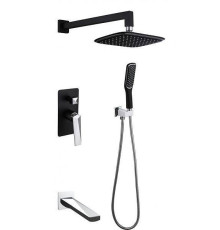 Смеситель для ванны Boheme Venturo встраиваемый с изливом черный матовый/хром 374-B-2