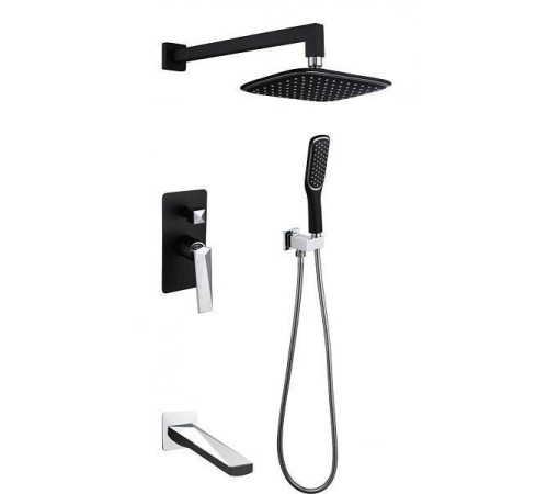 Смеситель для ванны Boheme Venturo встраиваемый с изливом черный матовый/хром 374-B-2