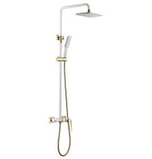 Душевая стойка Boheme Venturo с верхним душем белый глянцевый/золото 388-W