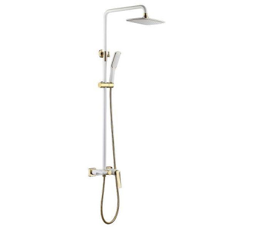 Душевая стойка Boheme Venturo с верхним душем белый глянцевый/золото 388-W