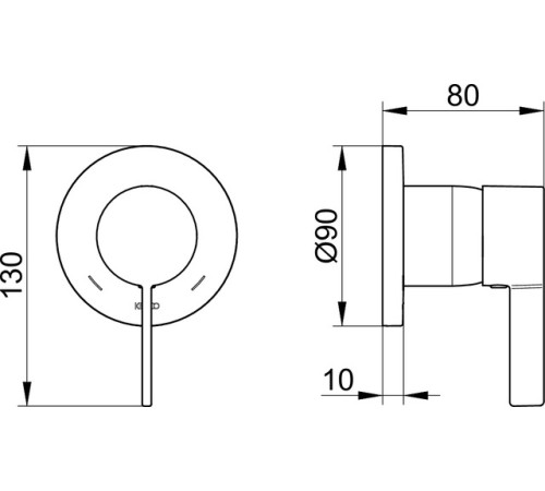 Смеситель для душа однорычажный Keuco IXMO Pure круглая розетка черный матовый 59551 379501