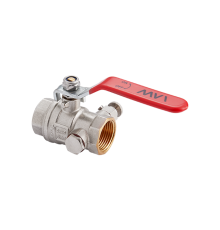 Кран шаровый MVI с дренажем и воздухоотводчиком 1/2 PN40 ВР-ВР рычаг BV.432.04