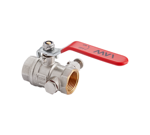 Кран шаровый MVI с дренажем и воздухоотводчиком 1/2 PN40 ВР-ВР рычаг BV.432.04