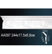 Карниз потолочный полиуретановый Perfect AA097 с рисунком 175x69x2400 мм AA097