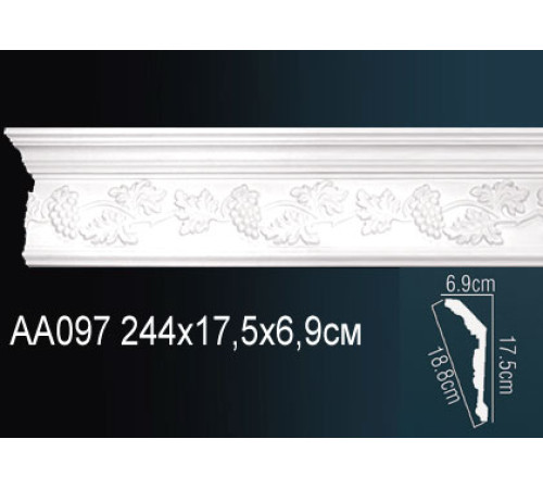 Карниз потолочный полиуретановый Perfect AA097 с рисунком 175x69x2400 мм AA097