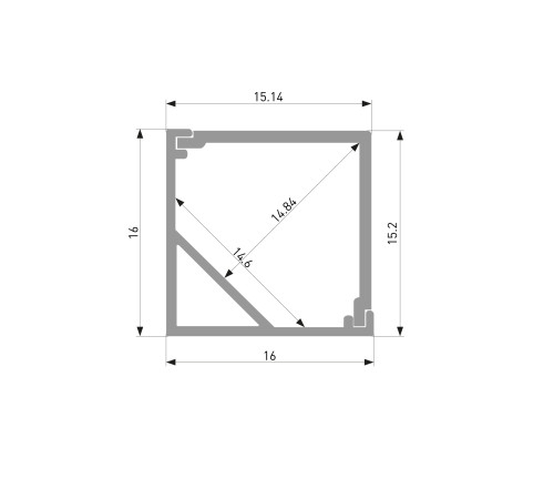 Квадратный угловой алюминиевый профиль для светодиодной ленты LL-2-ALP009