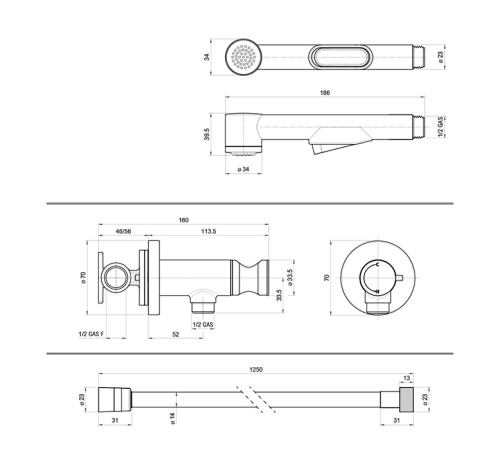 Гигиенический комплект с прогрессивным смесителем Bossini MACAN хром E37032B.030