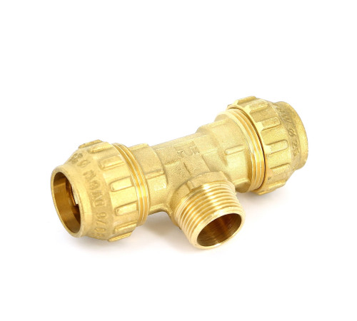 Тройник компрессионный Tiemme для труб ПНД 25х3/4 НР 3400069