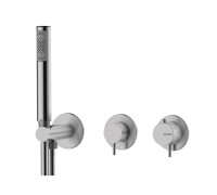 Наружная часть термостатического смесителя Bossini Nobu на 2 выхода матовая нержавеющая сталь INZ227.075