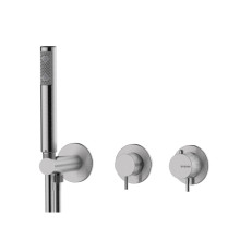 Наружная часть термостатического смесителя Bossini Nobu на 2 выхода матовая нержавеющая сталь INZ227.075