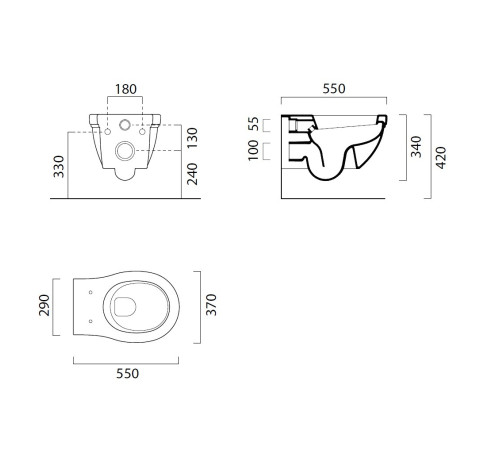 Унитаз подвесной GSI Classic 550х370 мм белый глянцевый 871211_УЦ/1