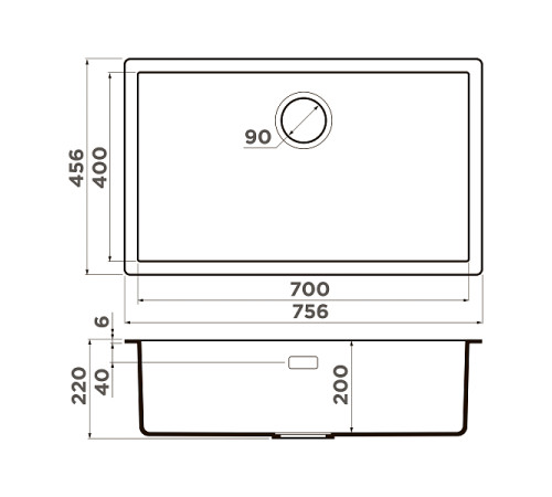 Кухонная мойка Omoikiri Yamakawa 75-U/I Artceramic 75.6x45.6 см графит 4993779
