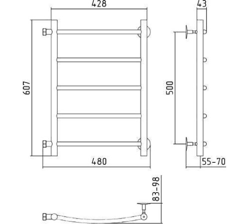 Полотенцесушитель водяной Стилье Версия-Б2 48x60,7 см без покрытия 00612-5040