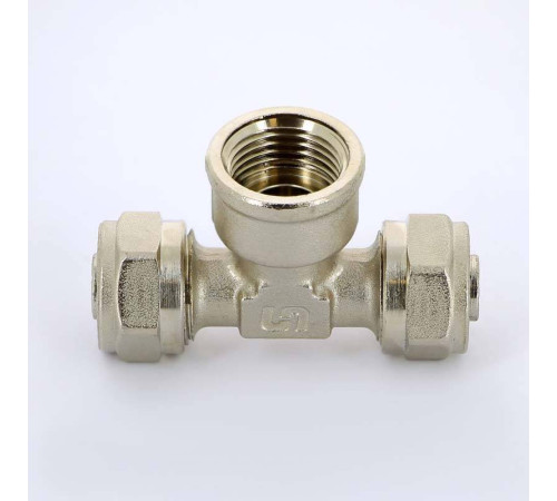 Тройник обжимной Uni-Fitt никелированный 16х1/2х16 ВР 667N6260