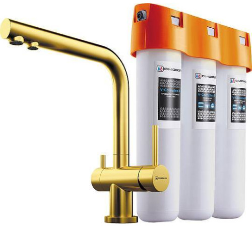 Смеситель для кухни Omoikiri Nagano-LG с фильтром Pure Drop Lite светлое золото 4178.8028